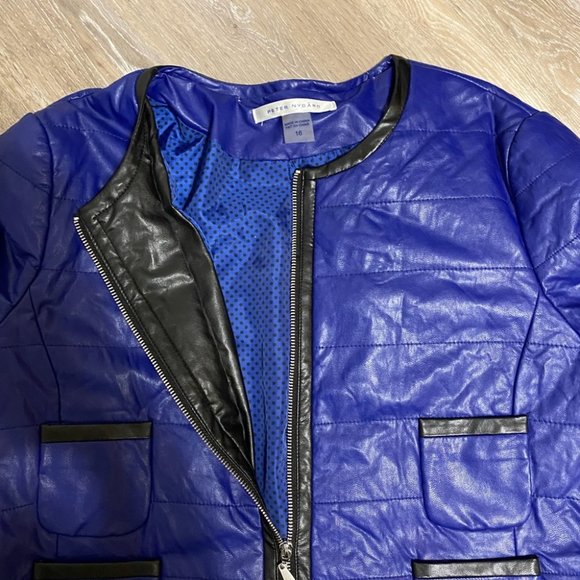 Peter Nygard Blue Faux Leather Jacket - Picture 7 of 10